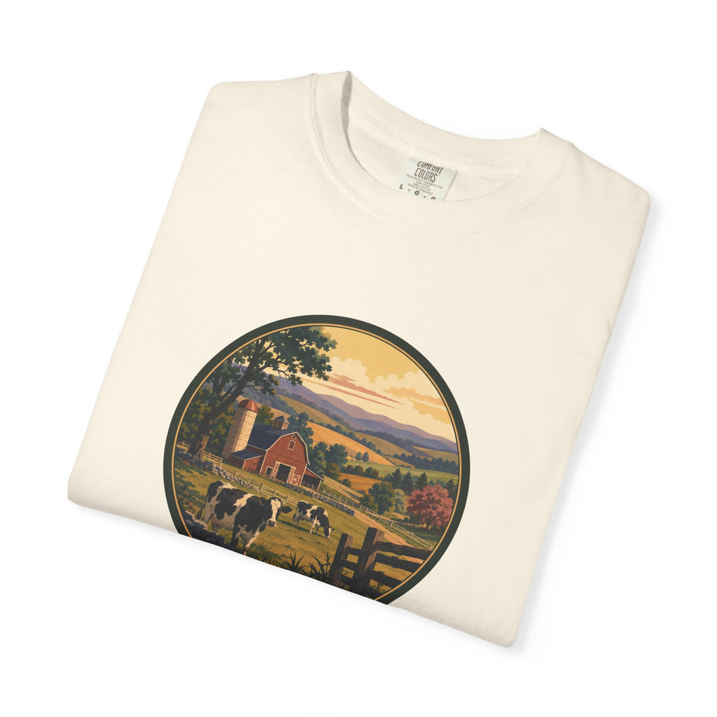 Vintage Country Dairy Farm Scene T-Shirt