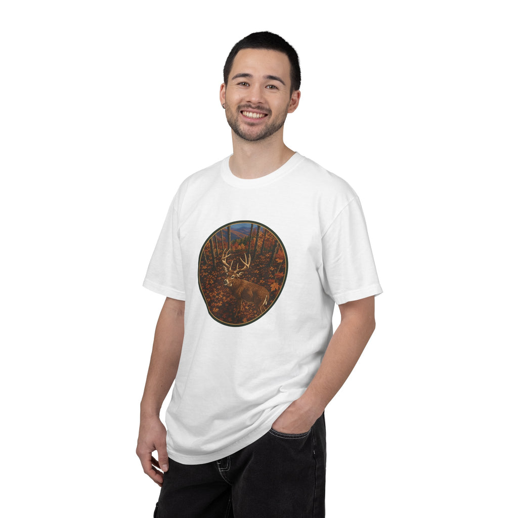 Whitetail BuckT-Shirt — Autumn Forest Deer Circle Graphic