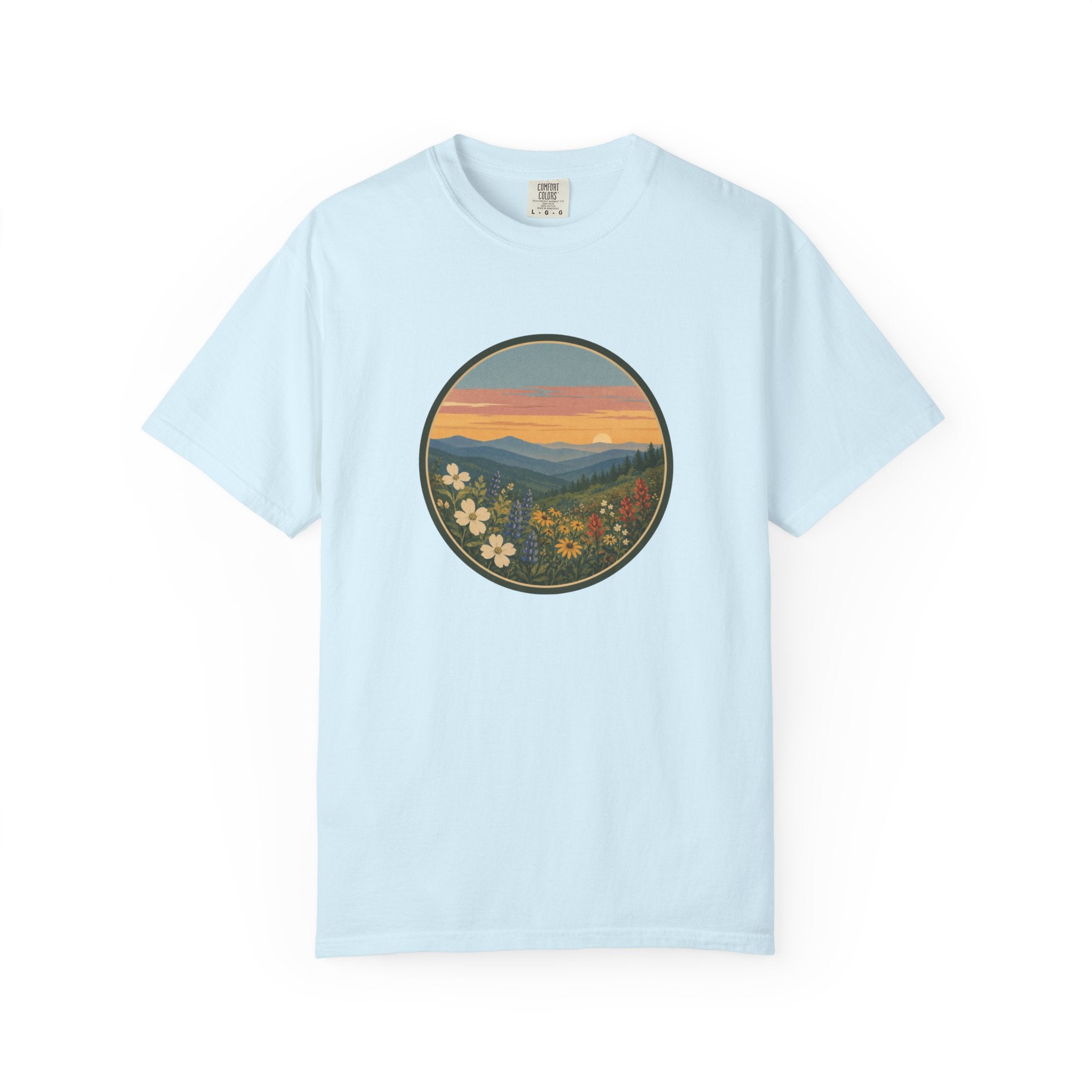 Scenic Sunset Mountain Wildflower T-Shirt