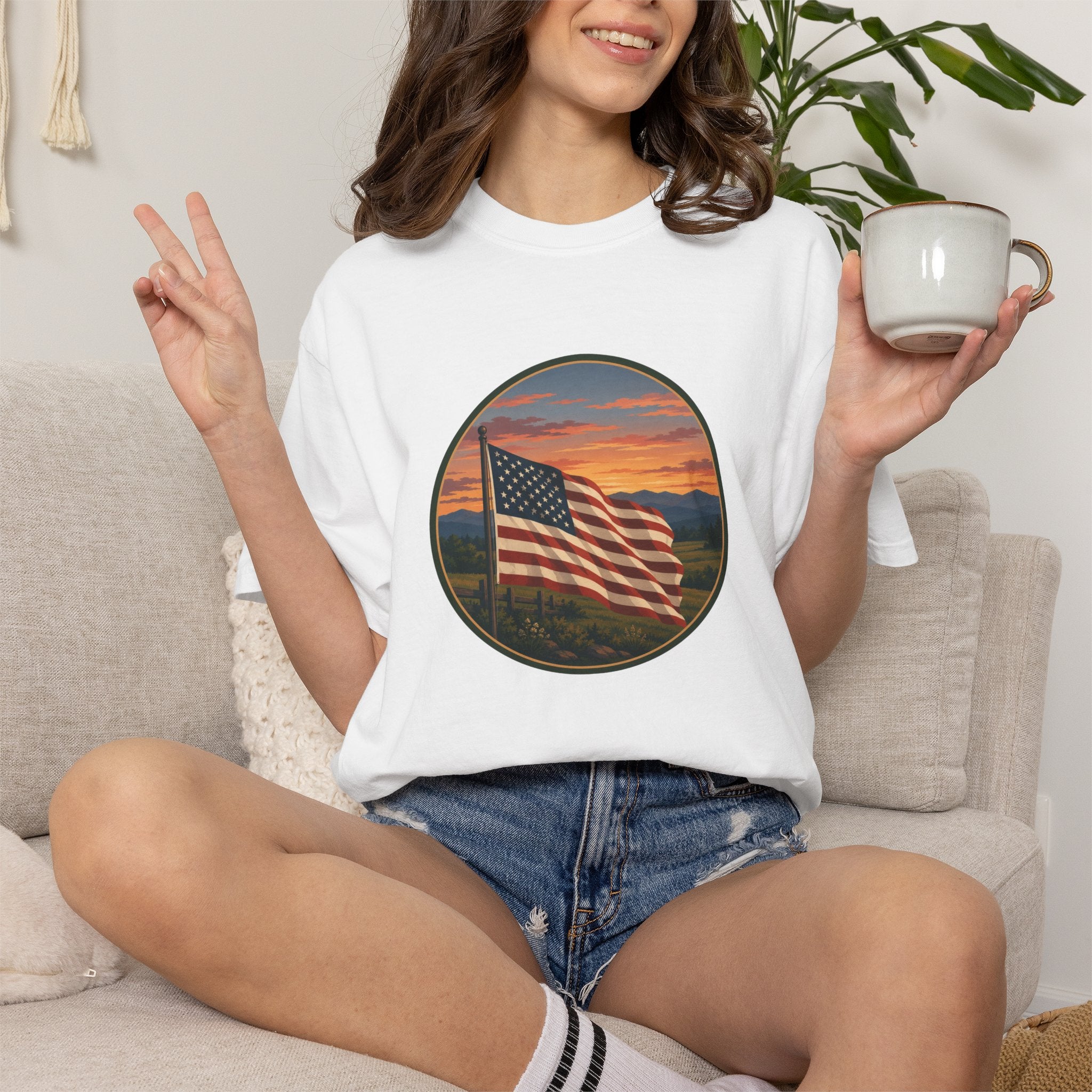 American Flag Sunset T-Shirt