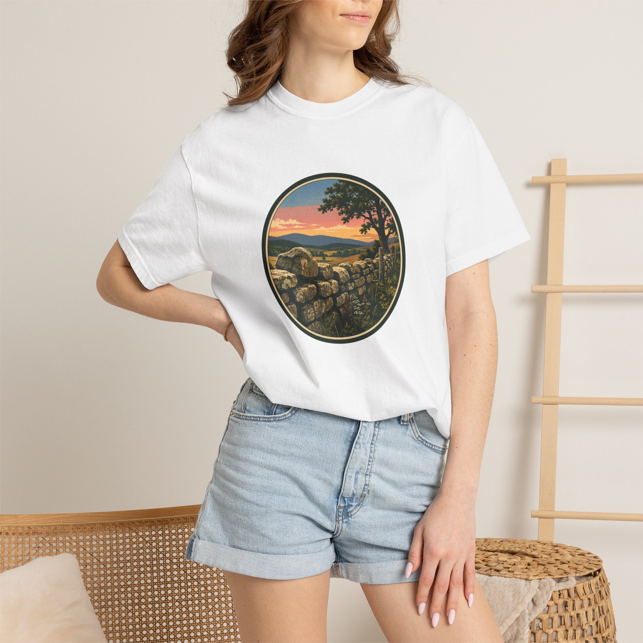 Sunset Stone Wall Circle T-Shirt