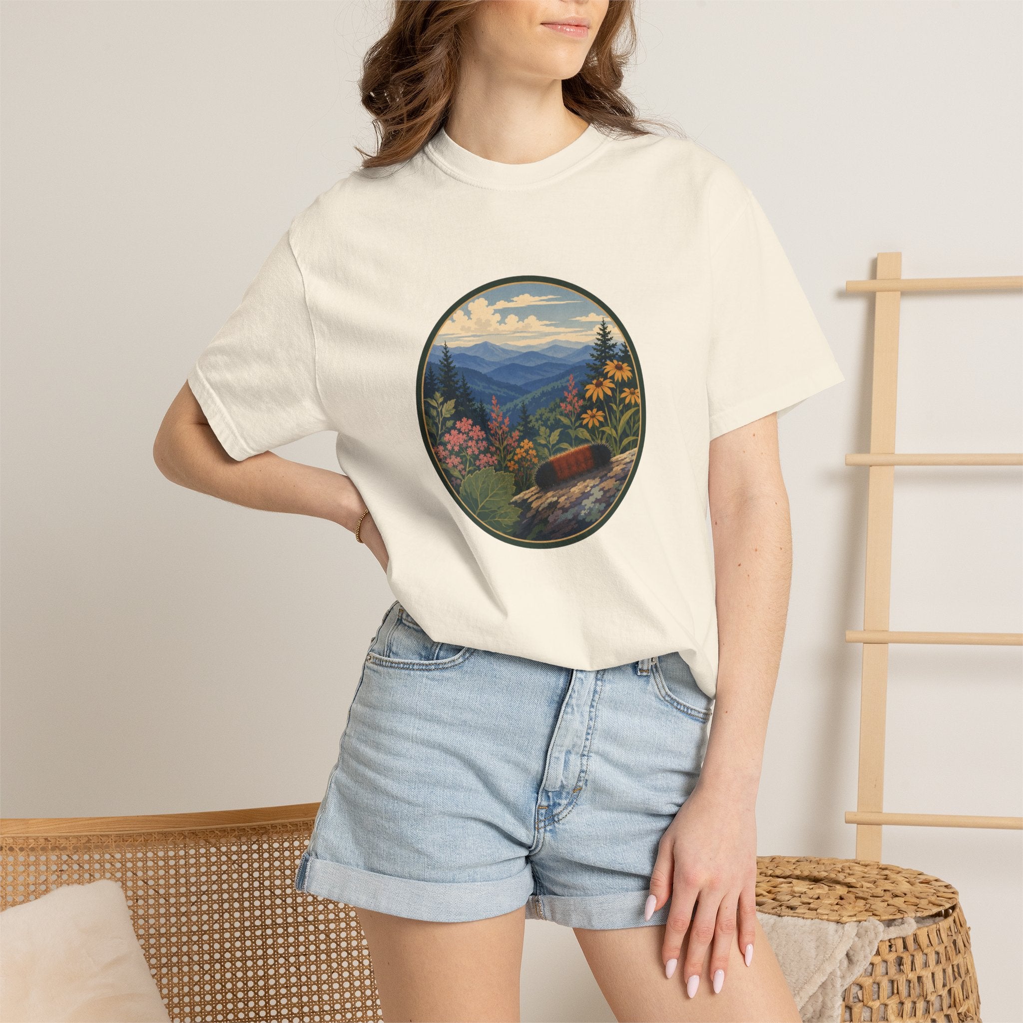 Mountain Caterpillar Scenic T-Shirt — Vintage Wilderness Nature Graphic