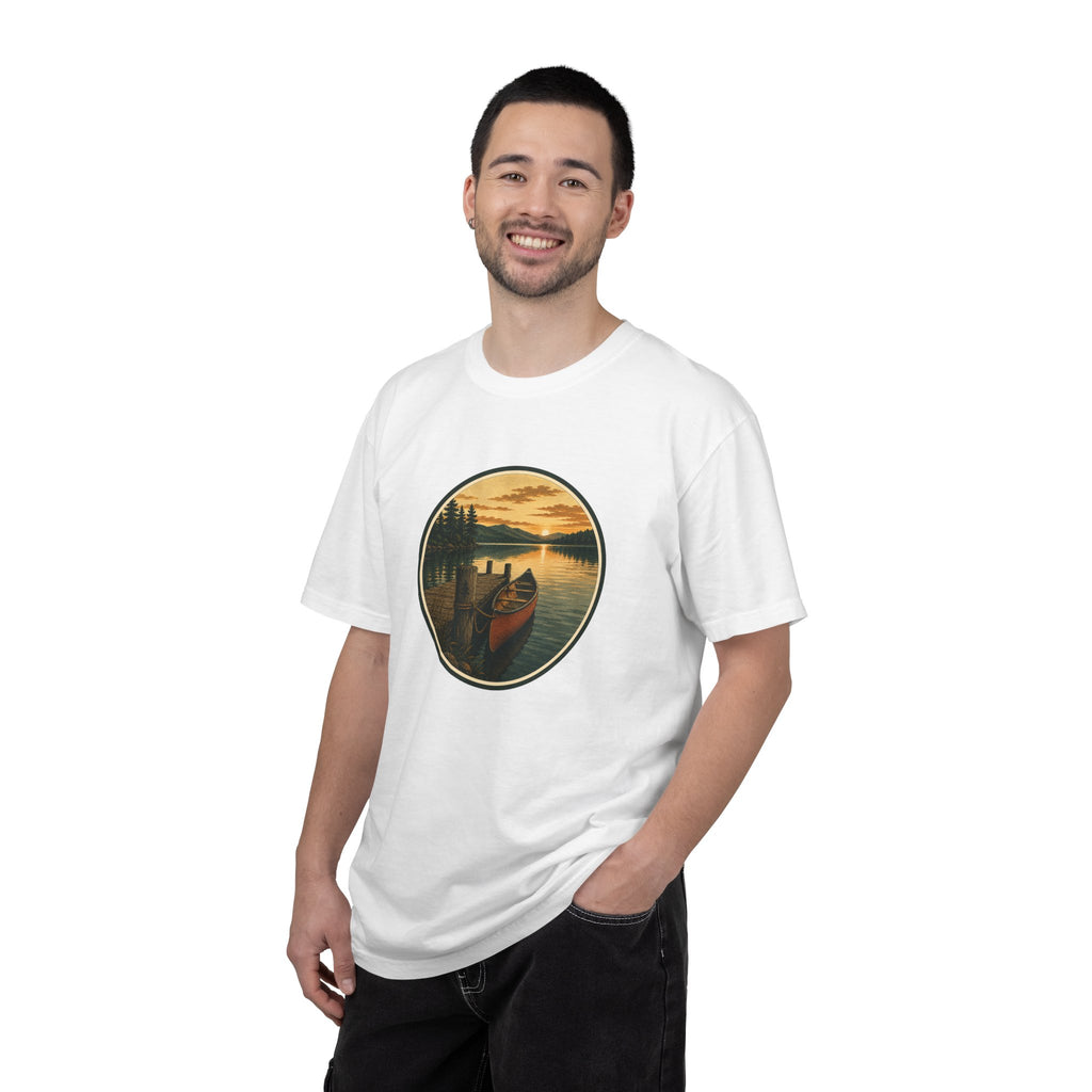 Canoe Sunset T-Shirt — Vintage Lake Adventure Graphic