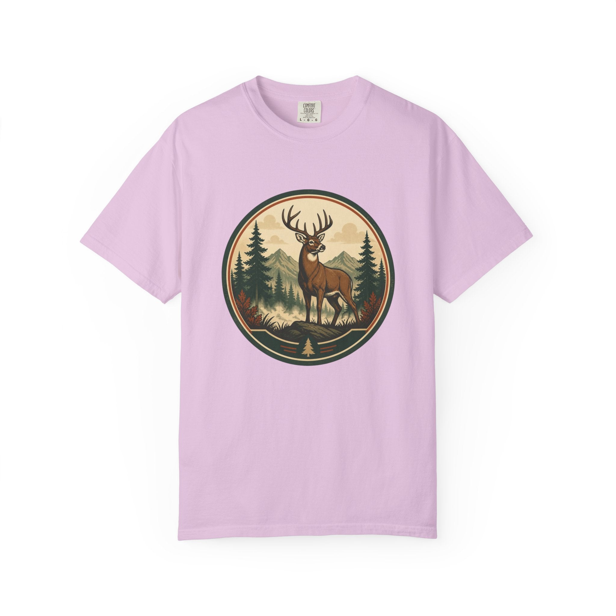 Deer Forest Badge T-Shirt – Vintage Outdoor Wildlife Graphic