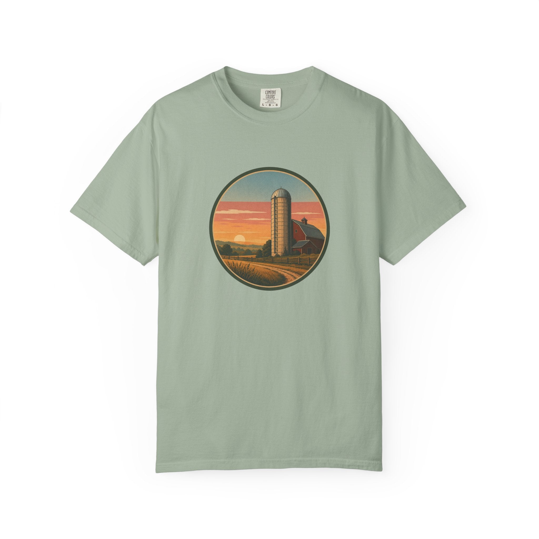 Retro Sunset Farm Silo T-Shirt