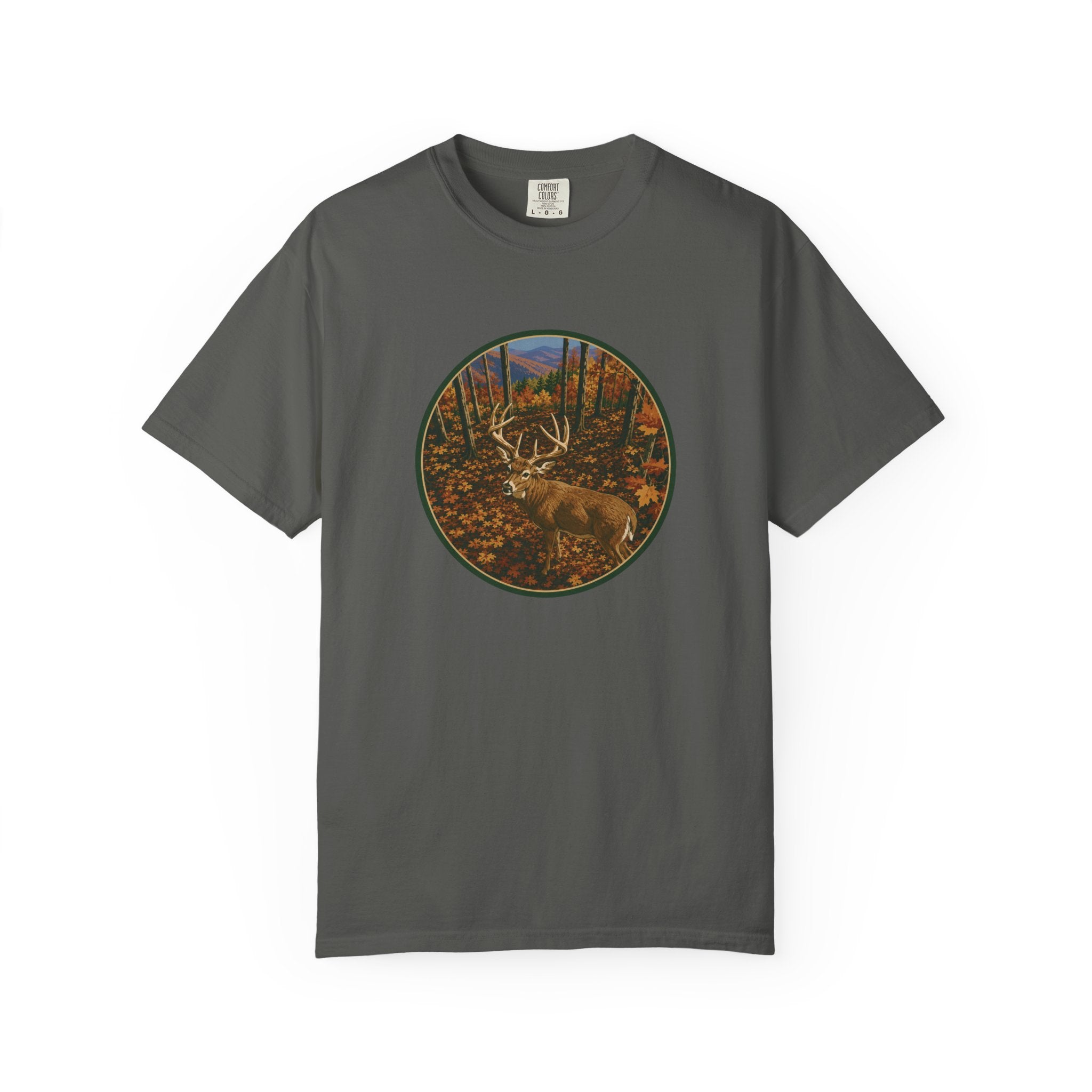 Whitetail BuckT-Shirt — Autumn Forest Deer Circle Graphic