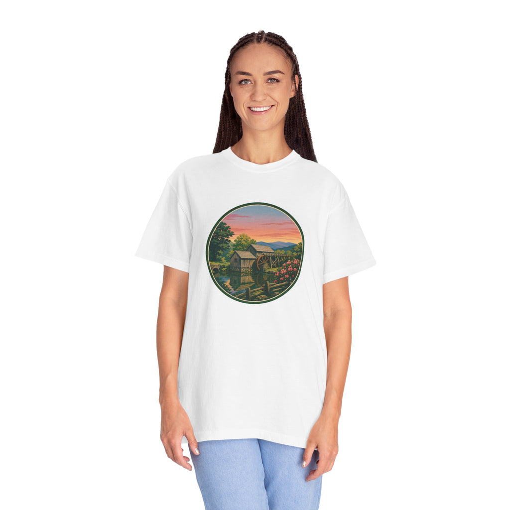 Scenic Sunset Watermill  T-Shirt