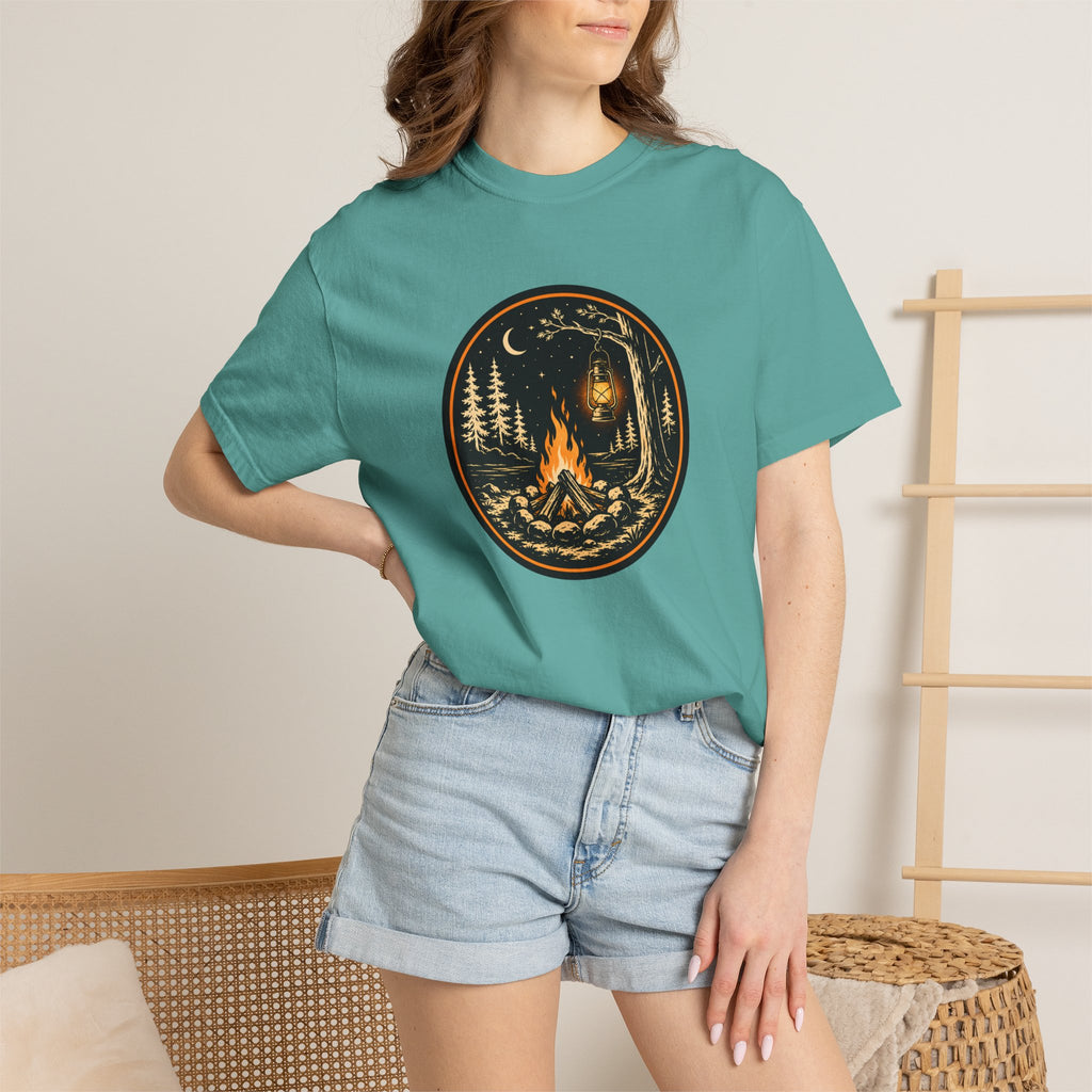 Campfire Nights Badge Unisex Garment-Dyed T-Shirt