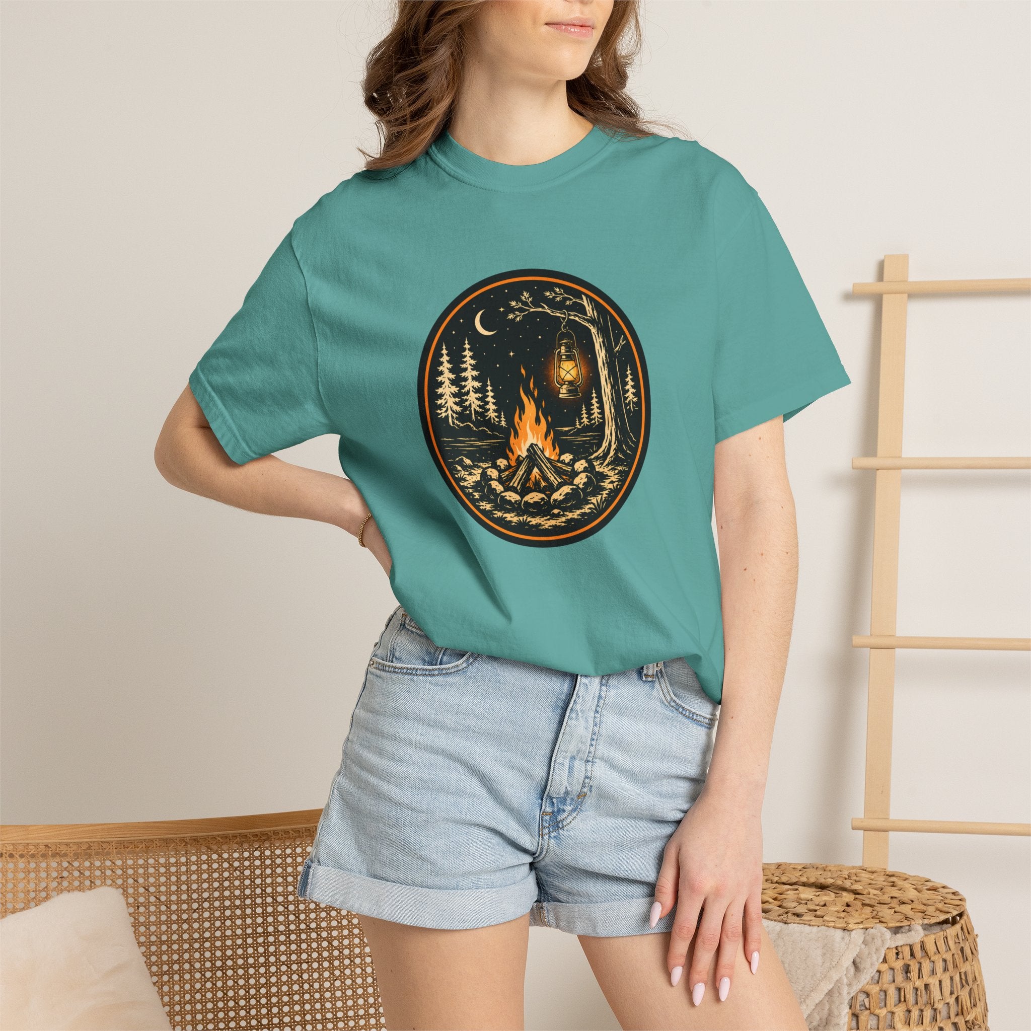 Campfire Nights Badge Unisex Garment-Dyed T-Shirt