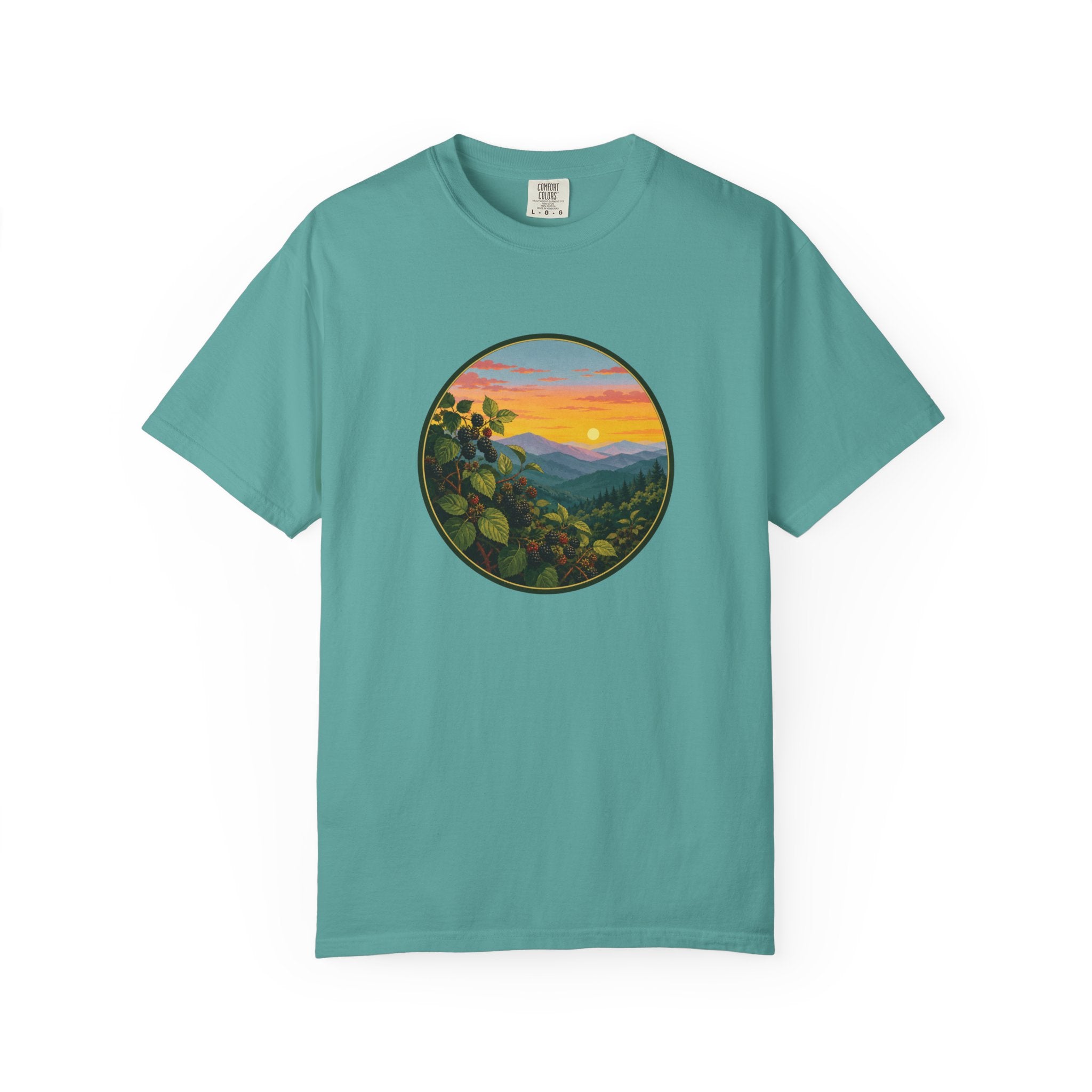 Blue Ridge Blackberries T-Shirt — Scenic Mountain Sunset Tee
