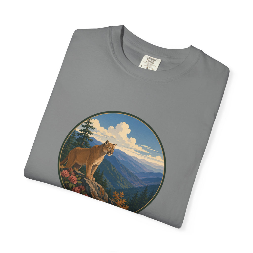 Mountain Lion Scenic T-Shirt — Vintage Nature Wildlife Graphic